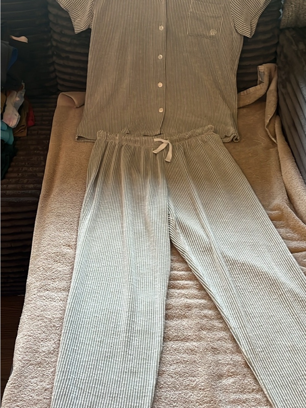 Born Striped Pajama Set in Light Blue and White